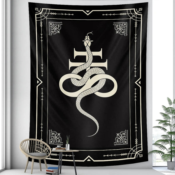 Tapestries Tapestry Black Snake 200X150 Cm Tarot Card Psychedelic Scene Art Home Decor