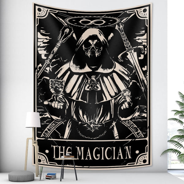 Tapestries Tapestry Black Magician 150X150 Cm Tarot Card Psychedelic Scene Art Decoration