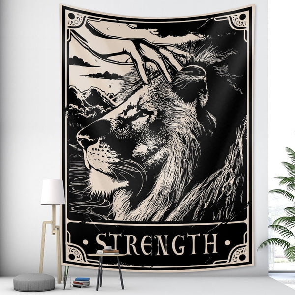 Tapestries Tapestry Black Lion Strength 230X150 Cm Art Psychedelic Scene Home Decor