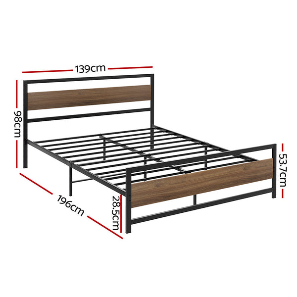 Double Bed Frames Artiss Bed Frame Double Size Metal Base Mattress Platform Foundation Black Drew