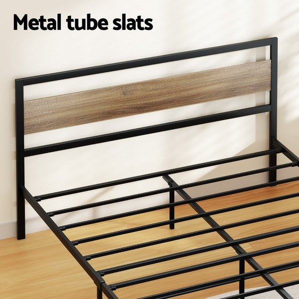 Double Bed Frames Artiss Bed Frame Double Size Metal Base Mattress Platform Foundation Black Drew