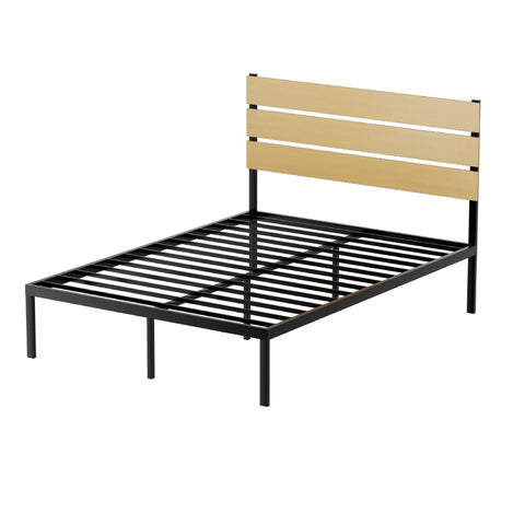 Double Bed Frames Artiss Bed Frame Double Size Metal Base Mattress Platform Foundation Black Paula