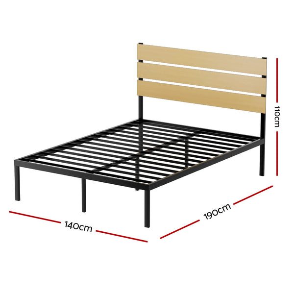 Double Bed Frames Artiss Bed Frame Double Size Metal Base Mattress Platform Foundation Black Paula