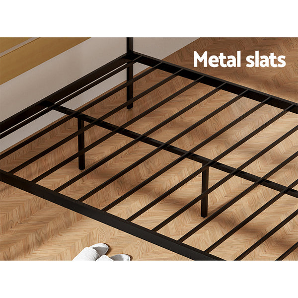 Double Bed Frames Artiss Bed Frame Double Size Metal Base Mattress Platform Foundation Black Paula