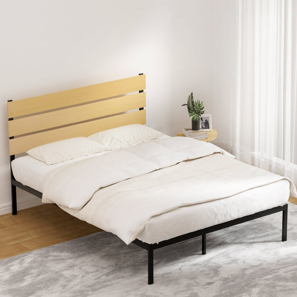 Queen Bed Frames Artiss Bed Frame Queen Size Metal Base Mattress Platform Foundation Black Paula