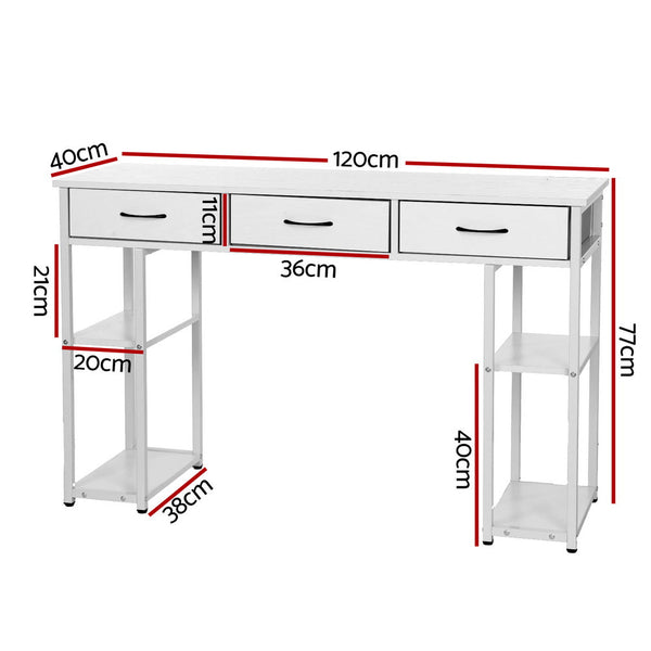 Home Office Desks Artiss Computer Desk Drawer Shelves Study Table 120Cm White