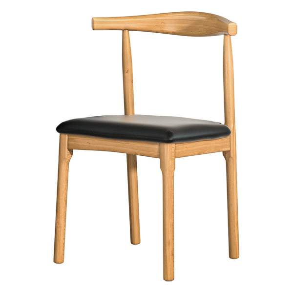 Dining Chairs Artiss Dining Chair Rubber Wood Leather Seat Black