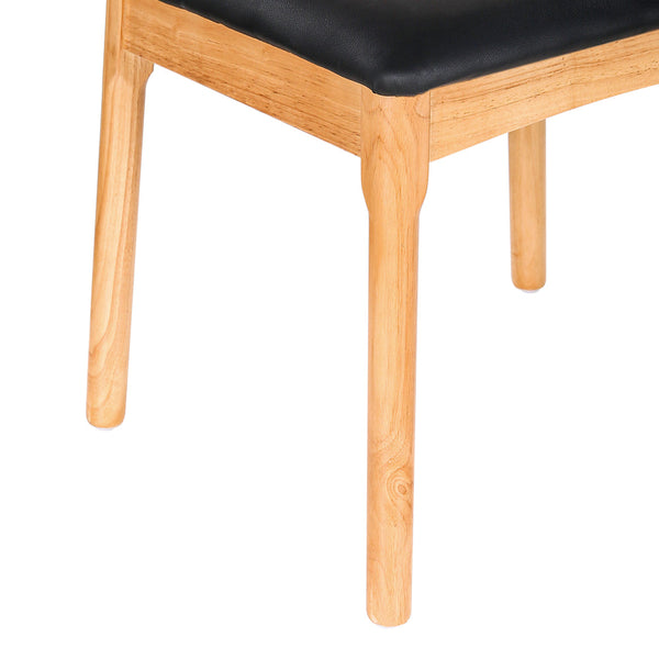 Dining Chairs Artiss Dining Chair Rubber Wood Leather Seat Black