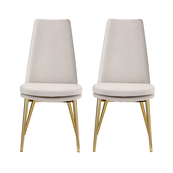 Dining Chairs Artiss Set Of 2 Linen Fabric High Back Beige