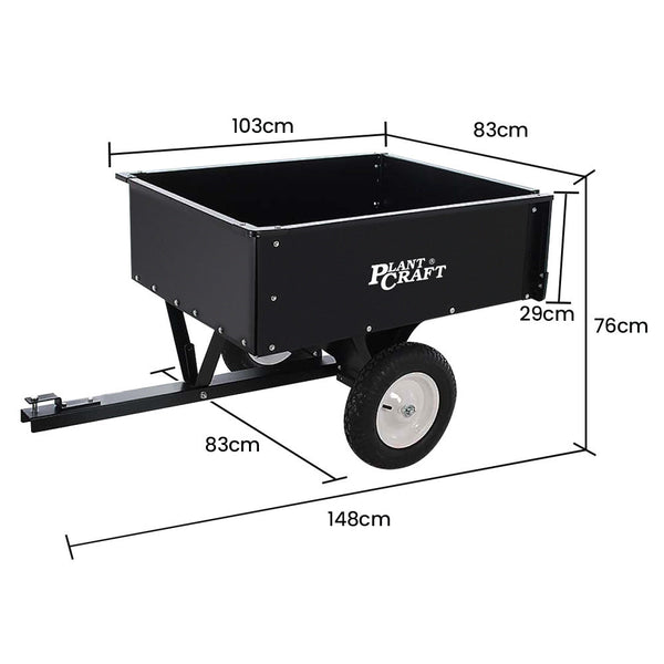 Wheelbarrows Carts Wagons Plantcraft 270Kg Capacity Metal Dump Cart For Ride On Mower