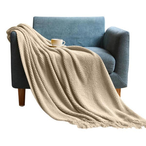 Blankets 127 By 172 Centimetre Khaki Blanket Home Decorative Thickened Knitted Waffle Throw