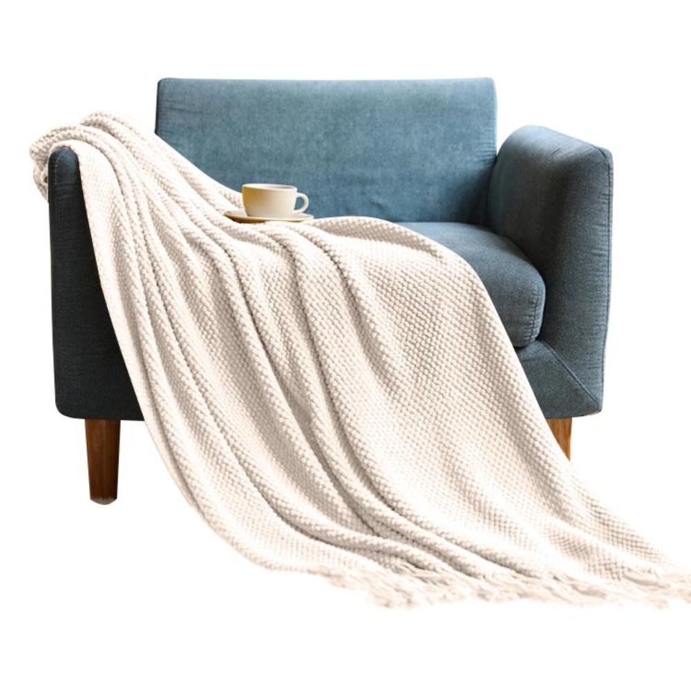 Blankets 127 By 172 Centimetre White Blanket Thickened Knitted Corn Grain Waffle Embossed Throw