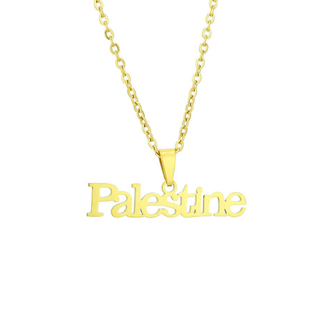 Necklaces & Pendants Stainless Steel Palestine Letter Pendant Necklace Fashion Geometric Couple Accessories For Men And Women