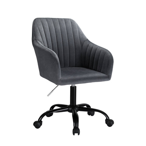 Office Chairs Artiss Office Chair Velvet Seat Dark Grey