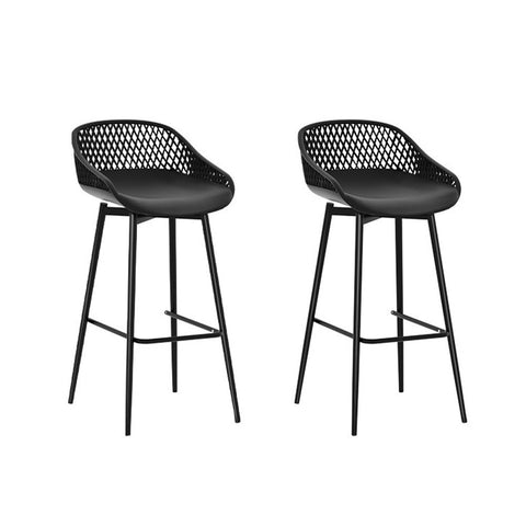 Benches Bar Stools Gardeon 2Pc Outdoor Bar Stools Plastic Metal Dining Chair Patio Furniture Garden