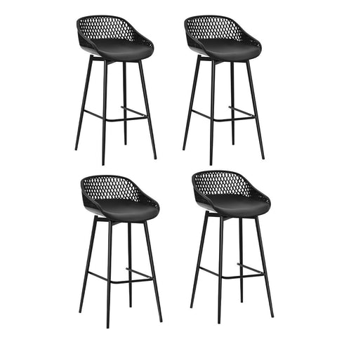 Benches Bar Stools Gardeon 4 Piece Outdoor Bar Stools Plastic Metal Dining Chair Balcony