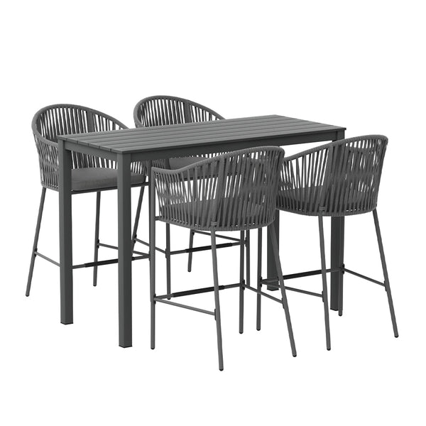 Outdoor Dining Sets Gardeon 5 Piece Outdoor Bar Set Dining Table Rope Chair Patio Bistro