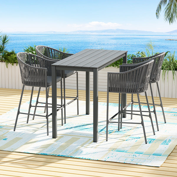 Outdoor Dining Sets Gardeon 5 Piece Outdoor Bar Set Dining Table Rope Chair Patio Bistro