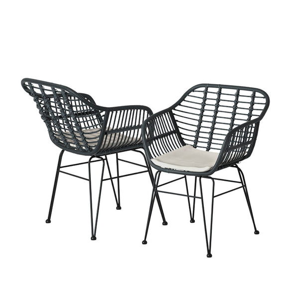 Patio Furniture Sets Gardeon 3Pc Outdoor Furniture Bistro Set Lounge Setting Table Chairs Cushion Patio Grey