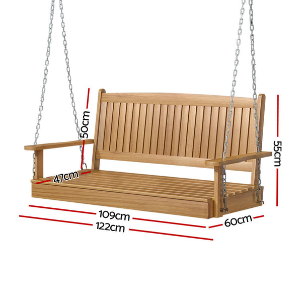 Swing Seats Gardeon Porch Swing Chair With Chain Outdoor Furniture Wooden Bench 2 Seat Teak