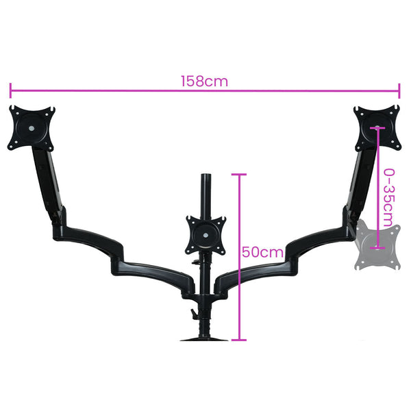 Monitor Mounts & Stands Fortia Triple Computer Monitor Mount Stand Desk With 3 Adjustable Arm Holder 15 To 32 Inch Displays