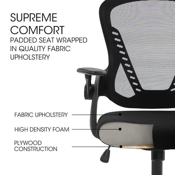 Office Chairs Fortia Ergonomic Office Desk Chair Coolmesh Fabric Adjustable Recline Black Mesh/Black Frame