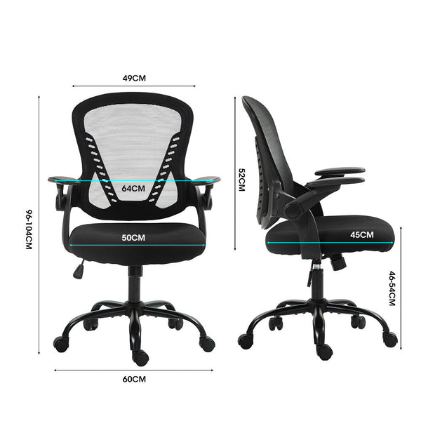 Office Chairs Fortia Ergonomic Office Desk Chair Coolmesh Fabric Adjustable Recline Black Mesh/Black Frame