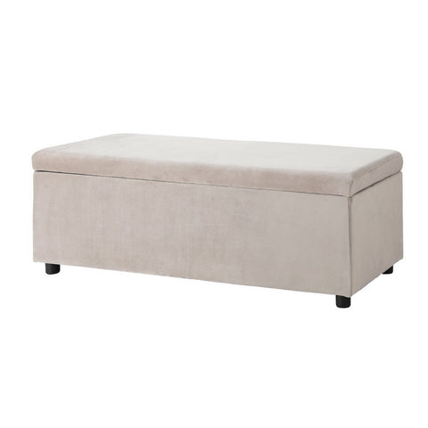 Blanket Boxes Artiss Storage Ottoman Blanket Box Table 97Cm Velvet Taupe