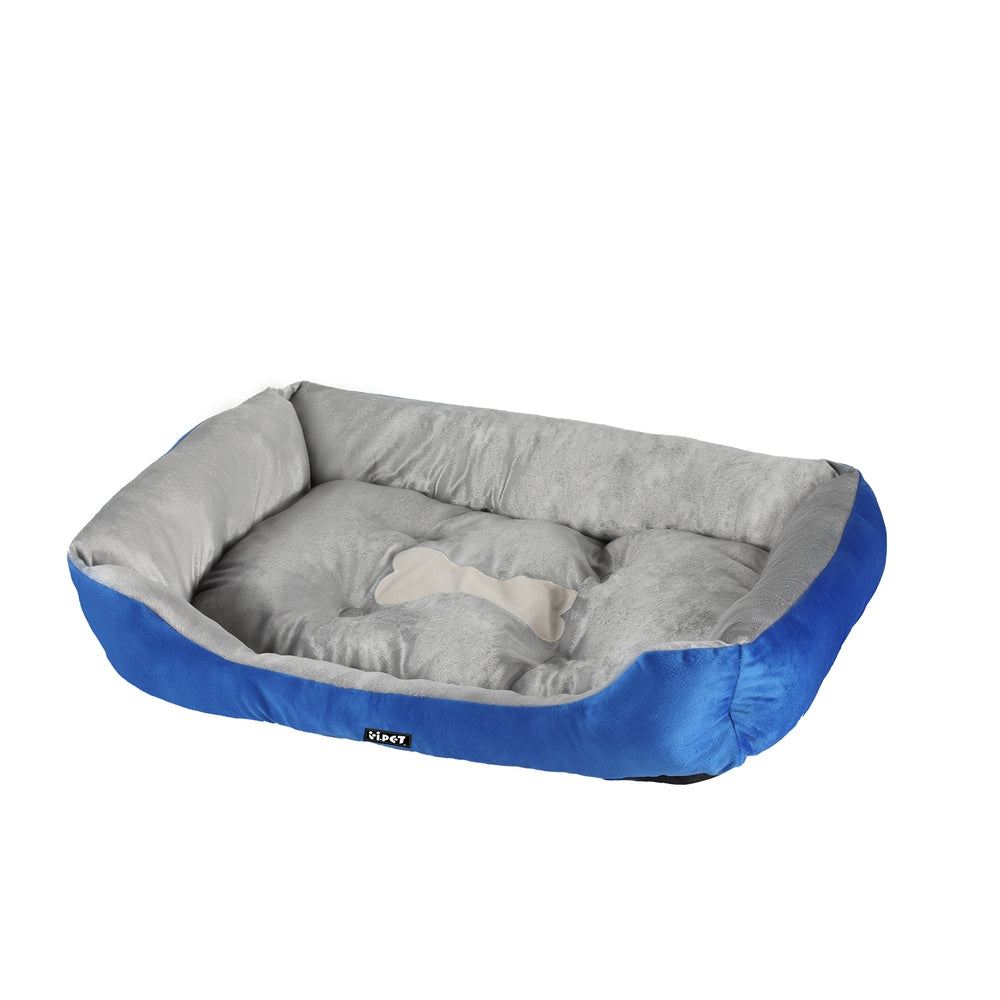 Pet Beds I.Pet Bed Dog Cat Calming Soft Mat Sleeping Comfy Plush Cave Washable Blue