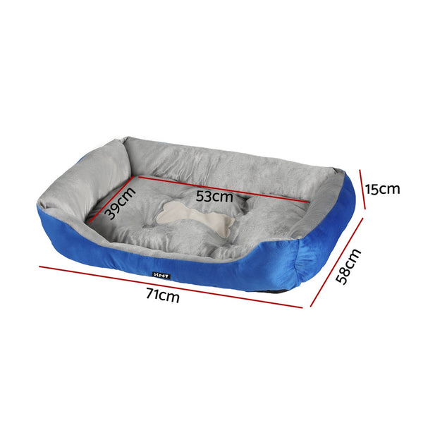 Pet Beds I.Pet Bed Dog Cat Calming Soft Mat Sleeping Comfy Plush Cave Washable Blue