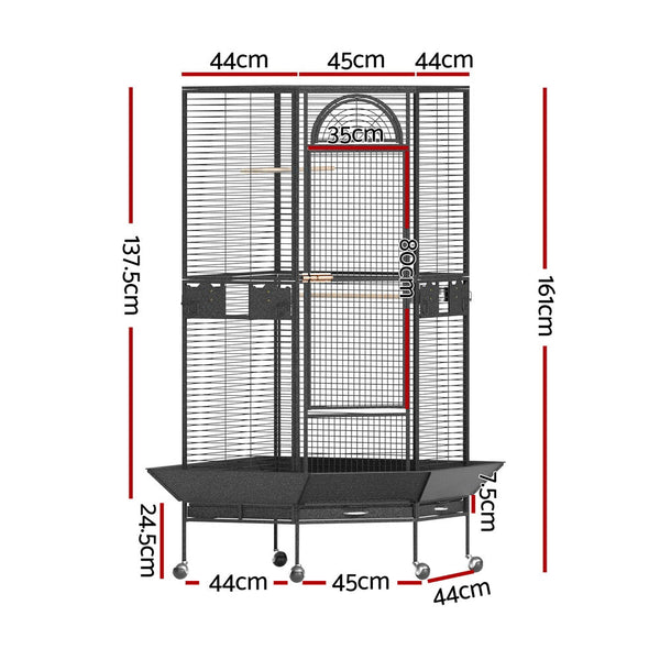 Bird Cages I.Pet Bird Cage Large Jumbo Aviary Budgie Perch Parrot Stand Wheels Corner