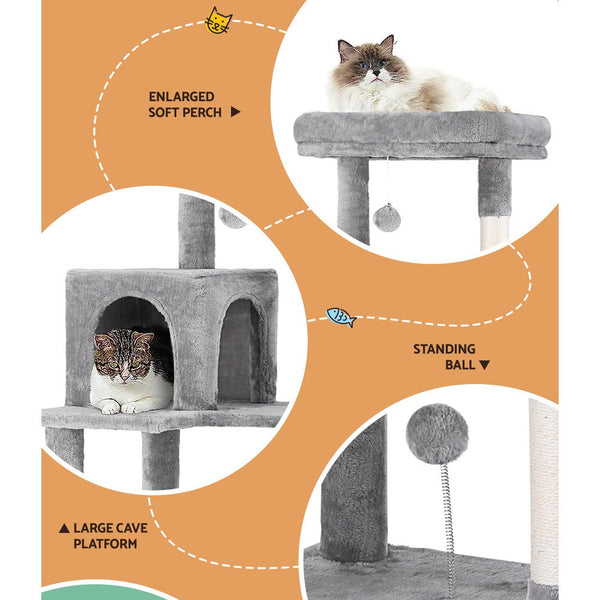 Furniture & Scratchers I.Pet Cat Tree Tower Scratching Post Scratcher 143Cm Condo House Trees Grey