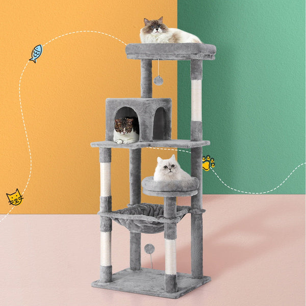 Furniture & Scratchers I.Pet Cat Tree Tower Scratching Post Scratcher 143Cm Condo House Trees Grey