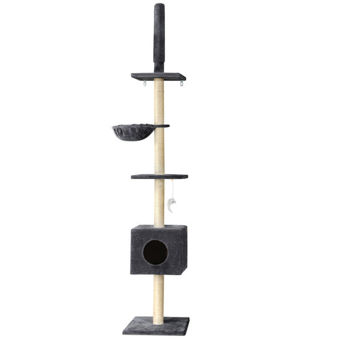 Furniture & Scratchers I.Pet Cat Tree 260Cm Tower Scratching Post Scratcher Floor Ceiling Cats Bed Dark Grey