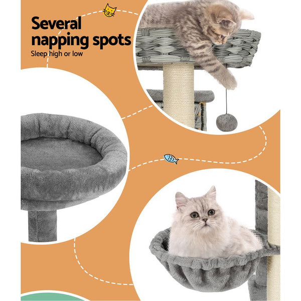 Furniture & Scratchers I.Pet Cat Tree 169Cm Tower Scratching Post Scratcher Wood Bed Condo House Rattan Ladder