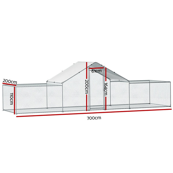 Small Animal Cages & Hutches I.Pet Chicken Coop Cage Run Rabbit Hutch Large Walk In Hen House Cover 7Mx2mx2m