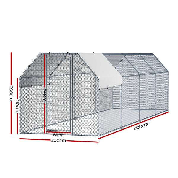 Small Animal Cages & Hutches I.Pet Chicken Coop Cage Run Rabbit Hutch Large Walk In Hen House Cover 2Mx8mx2m