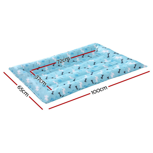 Pet Beds I.Pet Cooling Mat Gel Dog Cat Self Cool Puppy Pad Large Bed Summer Blue