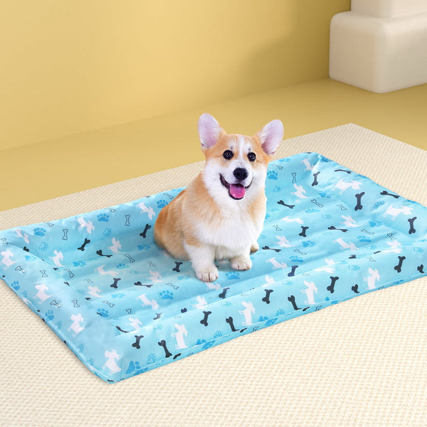 Pet Beds I.Pet Cooling Mat Gel Dog Cat Self Cool Puppy Pad Large Bed Summer Blue