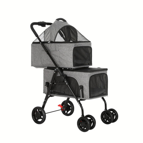 Dog Strollers I.Pet Stroller 2 Tier Dog Pram Large Cat Carrier Travel Pushchair Foldable