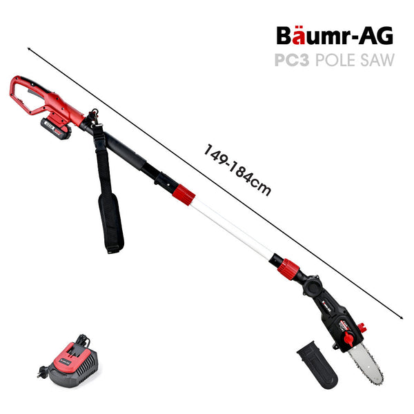 Chainsaws Baumr Ag Pc3 20V Sync Cordless Pole Saw Kit 8 Inch Chainsaw Pruner Telescopic Handle With Battery And Charger