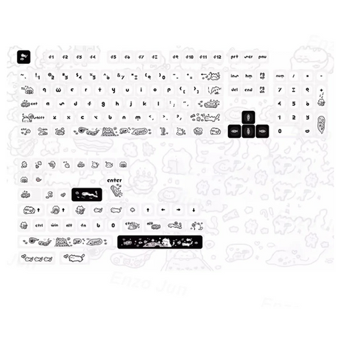 Keyboards & Keypads Keycap Keyboard Black White Cat 140 Keys Profile Cute Switch Theme Layout