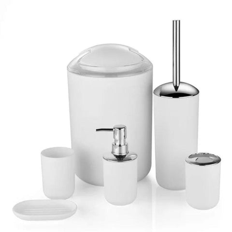 Other Bathroom Accessories Plastic Bathroom Accessories Set White Toilet Brush Soap Dish Toothpaste Dispenser