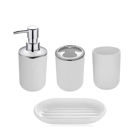 Other Bathroom Accessories Plastic Bathroom Accessories Set Pearl White Toilet Brush Soap Dish Dispenser