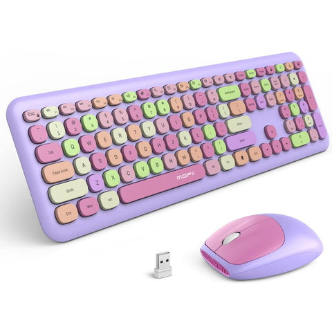 Keyboards & Keypads Bluetooth Keyboard And Mouse Combo Set Purple Colour Retro Design Portable Wireless