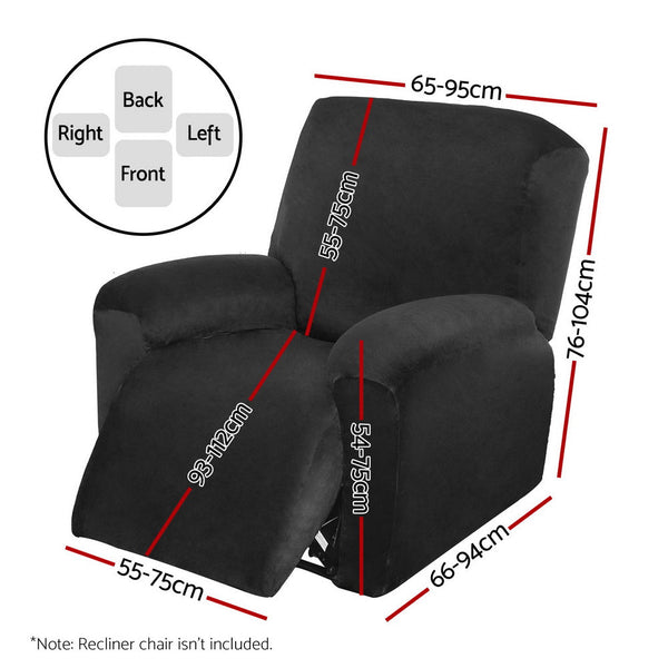 Slipcovers Artiss Recliner Chair Covers 1 Seater Velvet Black