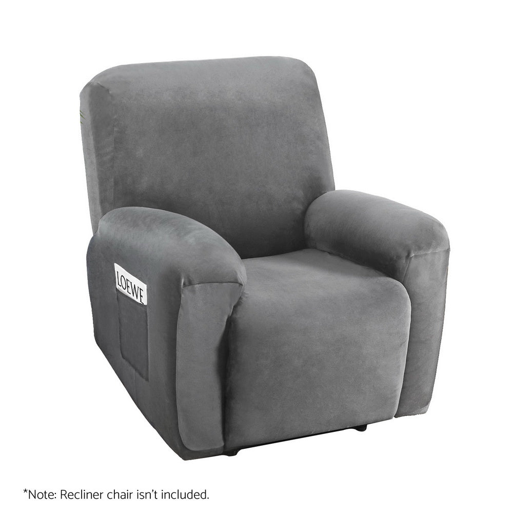 Slipcovers Artiss Recliner Chair Covers 1 Seater Velvet Grey