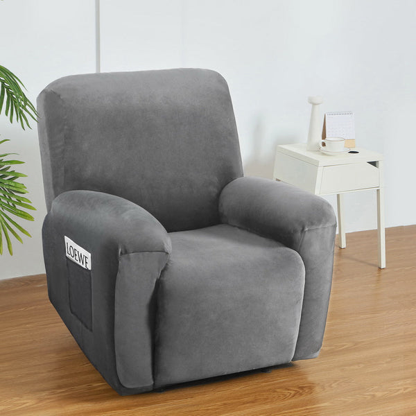 Slipcovers Artiss Recliner Chair Covers 1 Seater Velvet Grey