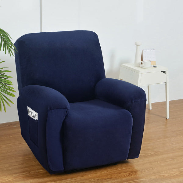 Slipcovers Artiss Recliner Chair Covers 1 Seater Velvet Navy