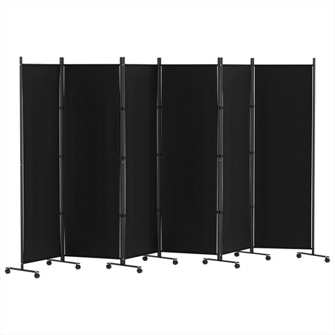 Screens & Room Dividers Artiss 6 Panel Room Divider Screen 323Cm Wheel Fabric Black